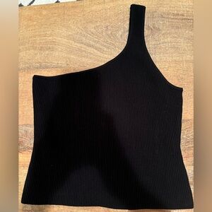 Black Babaton sculpt one shoulder tank top